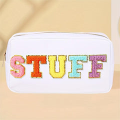 Chenille Letter Cosmetic Bag Nylon Makeup Pouch