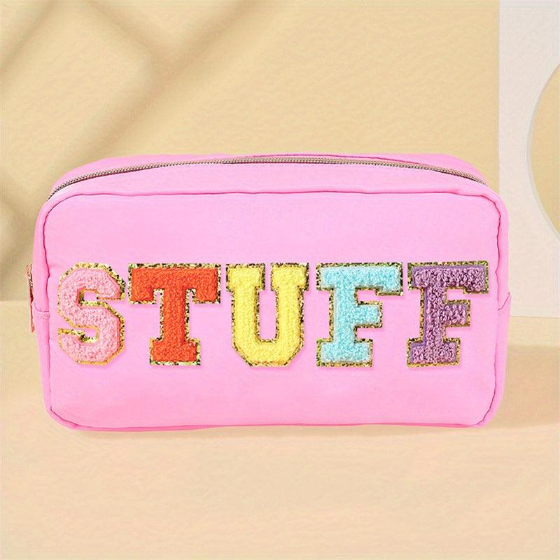Chenille Letter Cosmetic Bag Nylon Makeup Pouch
