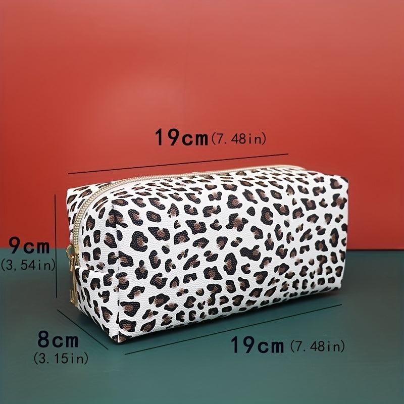 2Pcs Leopard Makeup Bag Small Cosmetic Pouch Waterproof Travel Toiletry Bag