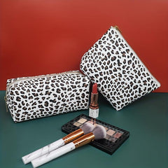 2Pcs Leopard Makeup Bag Small Cosmetic Pouch Waterproof Travel Toiletry Bag