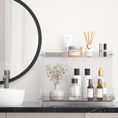 2 Tier Acrylic Bathroom Organizer Countertop Makeup Vanity Perfume Spice Rack
