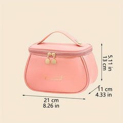 Large Capacity Travel Cosmetic Bag Makeup Organizer with Handle Zipper