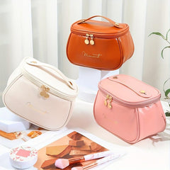 Large Capacity Travel Cosmetic Bag Makeup Organizer with Handle Zipper