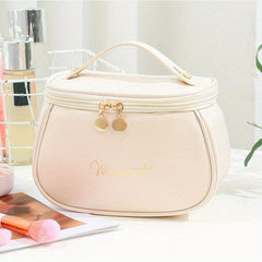 Large Capacity Travel Cosmetic Bag Makeup Organizer with Handle Zipper