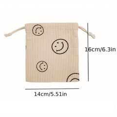 Smile Face Drawstring Cosmetic Bag for Women Travel Small Makeup Bag