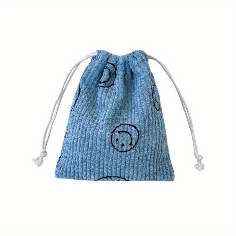 Smile Face Drawstring Cosmetic Bag for Women Travel Small Makeup Bag