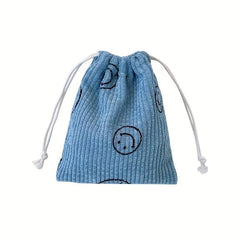 Smile Face Drawstring Cosmetic Bag for Women Travel Small Makeup Bag