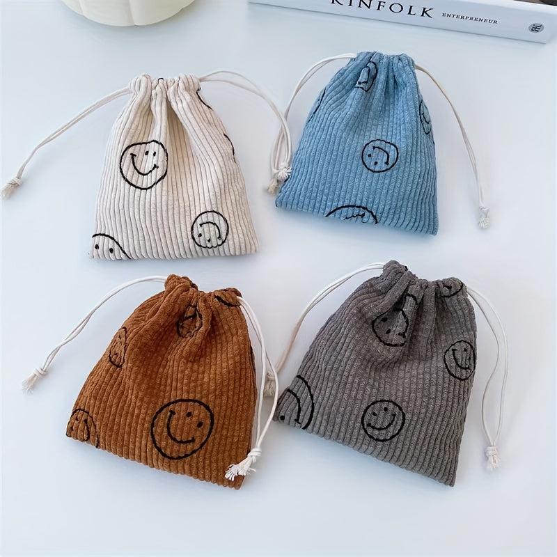 Smile Face Drawstring Cosmetic Bag for Women Travel Small Makeup Bag