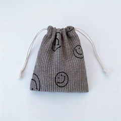 Smile Face Drawstring Cosmetic Bag for Women Travel Small Makeup Bag