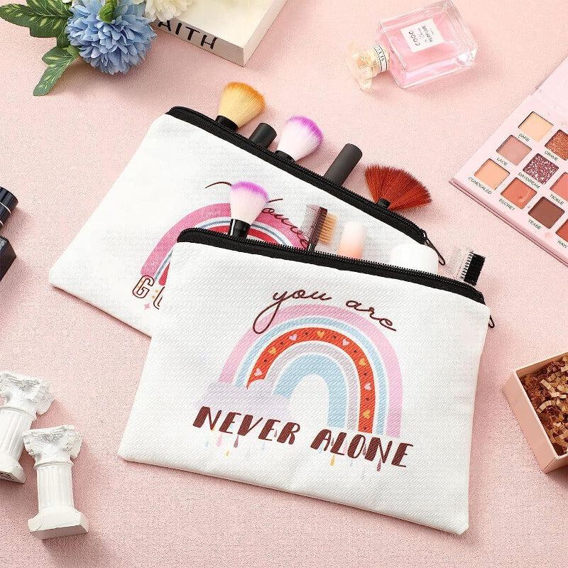 Small Canvas Cosmetic Bag Zipper Toiletry Storage