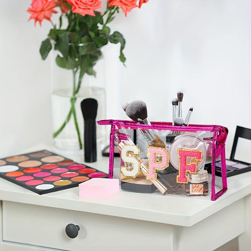 Preppy Patch SPF Varsity Letter Cosmetic Toiletry Bag