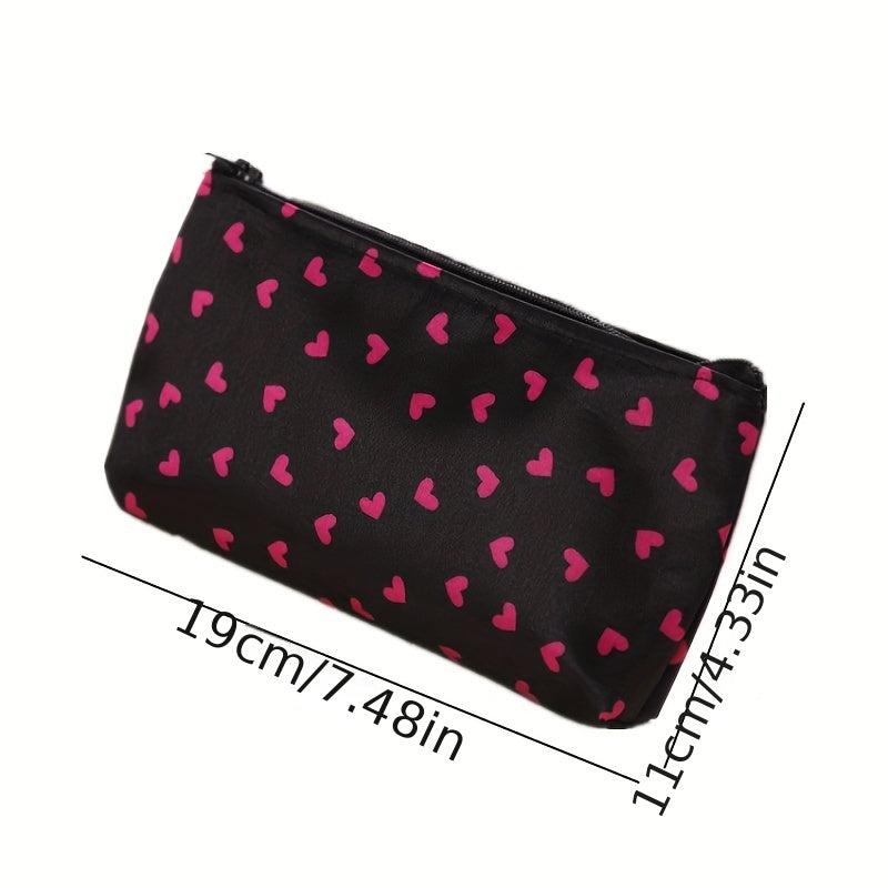 Heart Pattern Cosm. Bag Lightweight Makeup Pouch Zipper Travel Toiletry Wash Bag