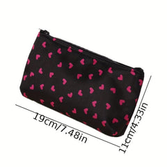 Heart Pattern Cosm. Bag Lightweight Makeup Pouch Zipper Travel Toiletry Wash Bag
