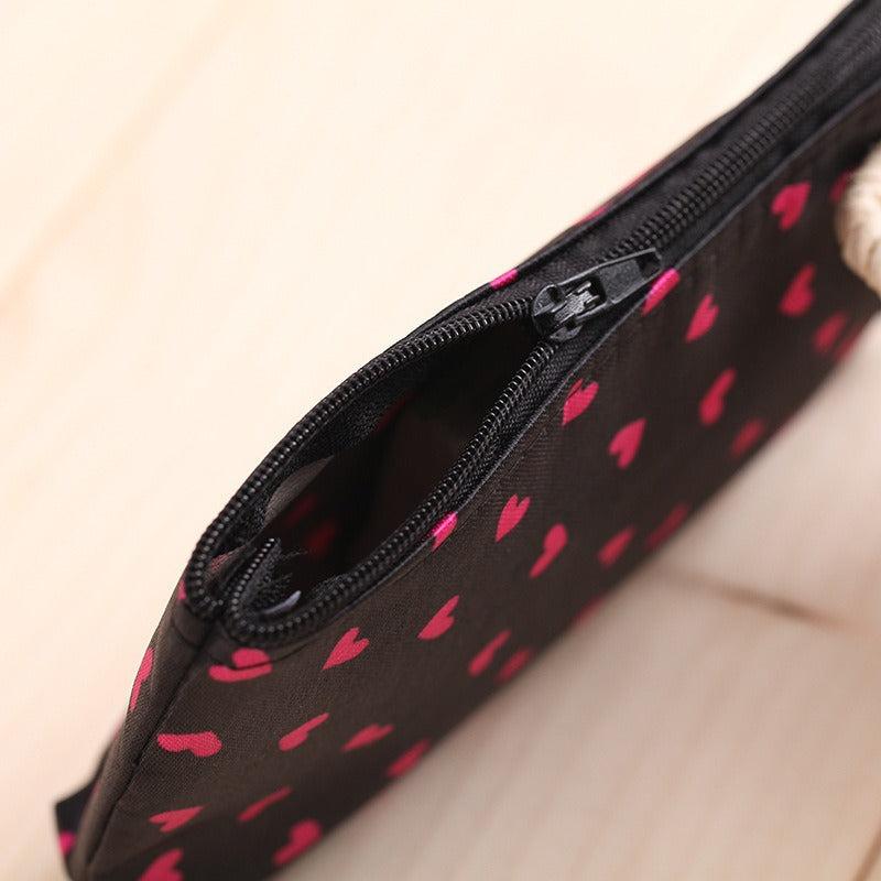 Heart Pattern Cosm. Bag Lightweight Makeup Pouch Zipper Travel Toiletry Wash Bag