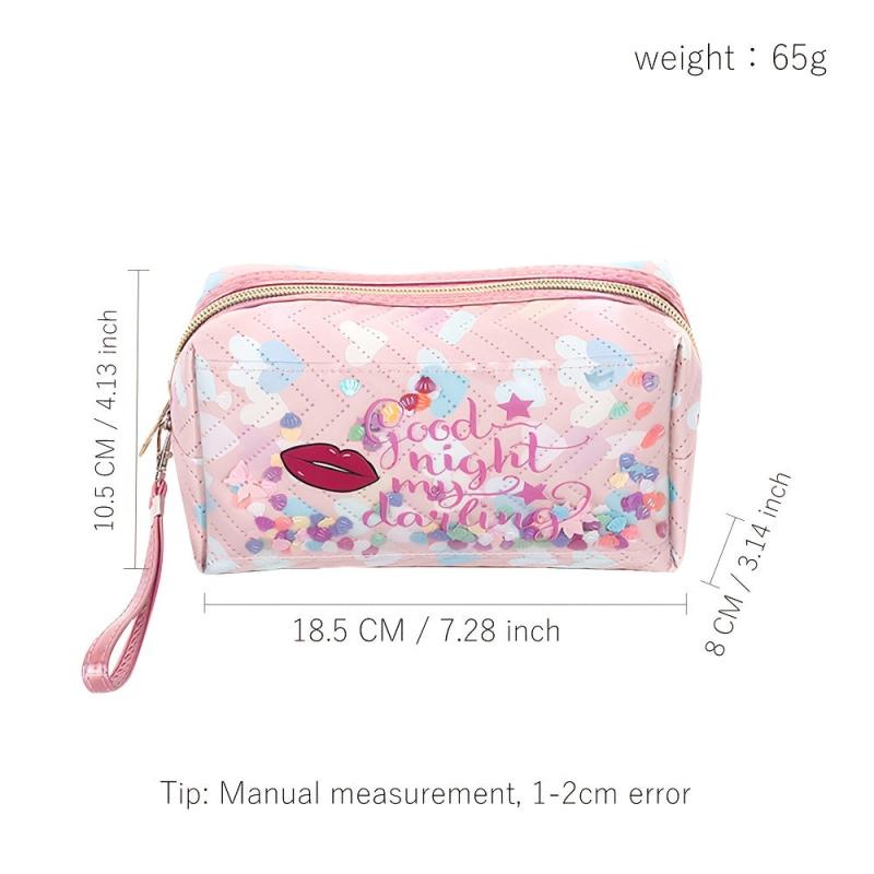 Sequin Decor Cosmetic Bag Women Roomy Makeup Travel Toiletry Organizer Gift