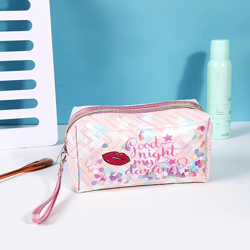 Sequin Decor Cosmetic Bag Women Roomy Makeup Travel Toiletry Organizer Gift