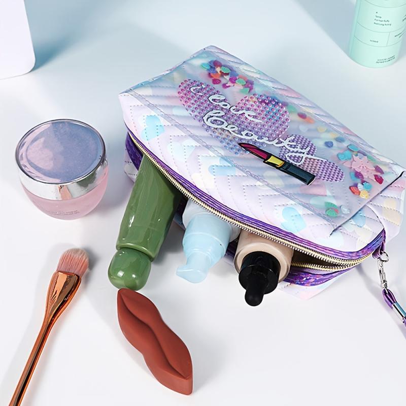Sequin Decor Cosmetic Bag Women Roomy Makeup Travel Toiletry Organizer Gift