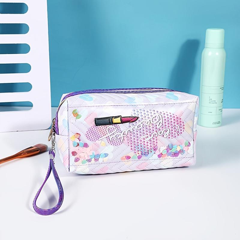Sequin Decor Cosmetic Bag Women Roomy Makeup Travel Toiletry Organizer Gift