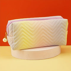 Gradient Makeup Bag with Faux Pearl Zipper