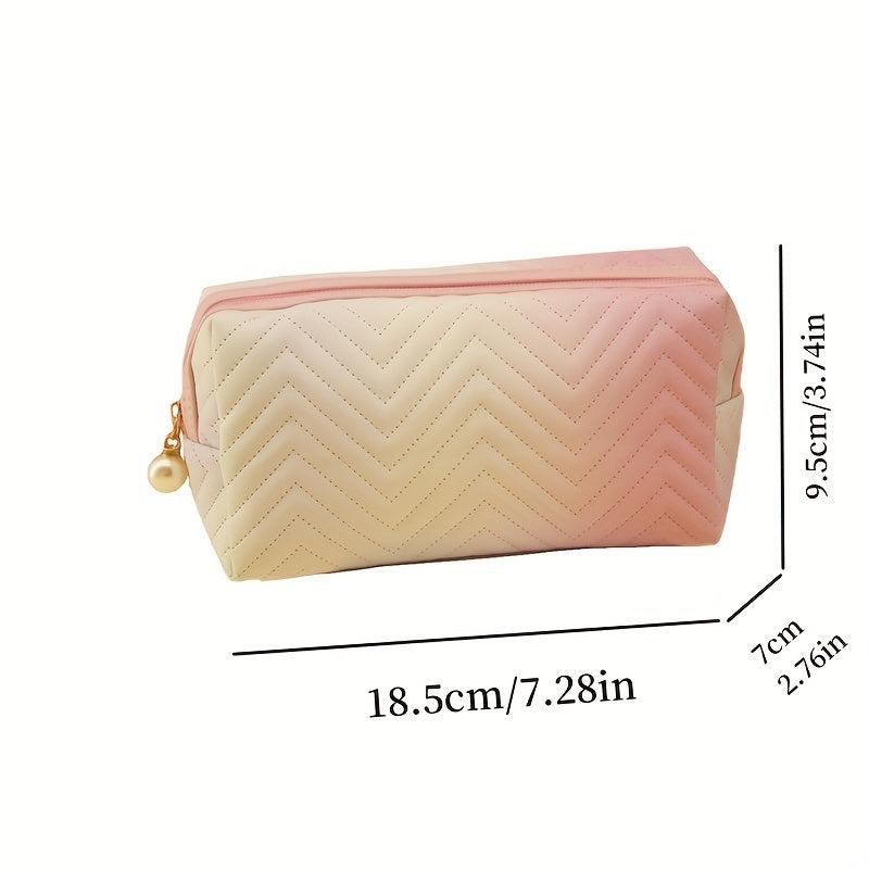 Gradient Makeup Bag with Faux Pearl Zipper
