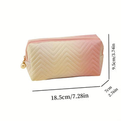 Gradient Makeup Bag with Faux Pearl Zipper