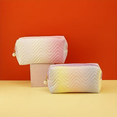Gradient Makeup Bag with Faux Pearl Zipper
