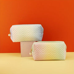 Gradient Makeup Bag with Faux Pearl Zipper