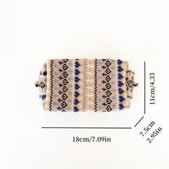 Geometric Pattern Square Knit Makeup Bag Autumn Winter Christmas Style