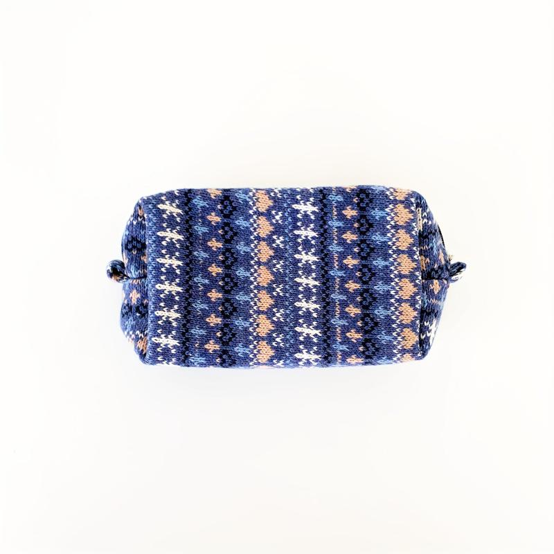 Geometric Pattern Square Knit Makeup Bag Autumn Winter Christmas Style