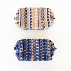 Geometric Pattern Square Knit Makeup Bag Autumn Winter Christmas Style