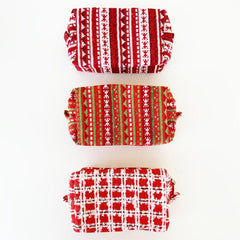 Geometric Pattern Square Knit Makeup Bag Autumn Winter Christmas Style