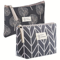 2Pcs Funny Canvas Makeup Bag Roomy Cosmetic Bag Pouch Purse Handbag With Zipper