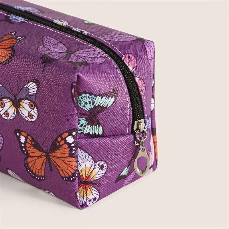 Colorful Butterflies Makeup Bag Travel Toiletry Cosmetic Organizer Zipper Pouch
