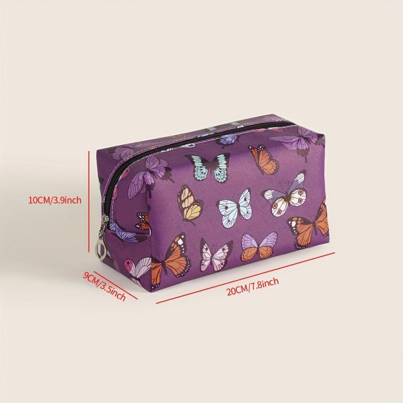 Colorful Butterflies Makeup Bag Travel Toiletry Cosmetic Organizer Zipper Pouch
