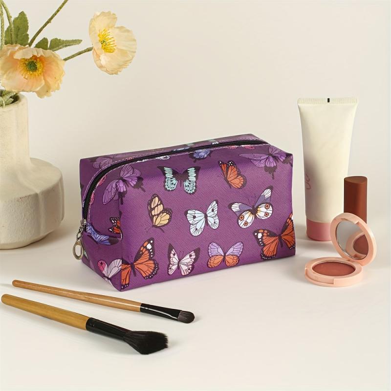 Colorful Butterflies Makeup Bag Travel Toiletry Cosmetic Organizer Zipper Pouch