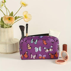 Colorful Butterflies Makeup Bag Travel Toiletry Cosmetic Organizer Zipper Pouch