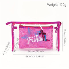 2pcs PVC Clear Waterproof Storage Bag & PU Cosmetic Bag Set Travel Organizer