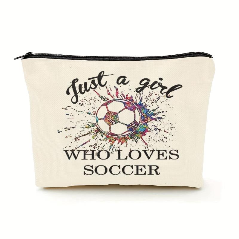 Soccer Gift Makeup Bag Soccer Player Fan Zipper Travel Makeup Bag