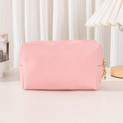 Chenille Letter Patch Makeup Bag - Initial Preppy Cosmetic Bag
