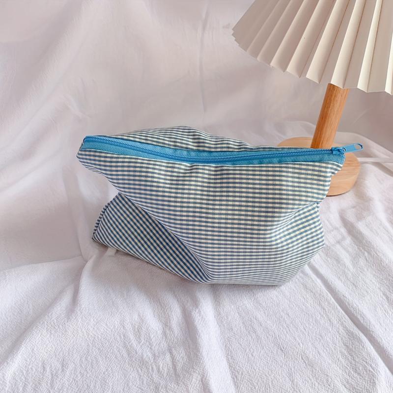 Plaid Makeup Bag Zipper Pouch Travel Portable Storage Bag Women Gift