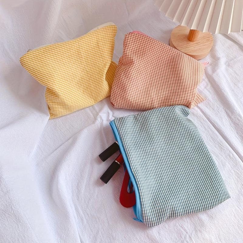 Plaid Makeup Bag Zipper Pouch Travel Portable Storage Bag Women Gift