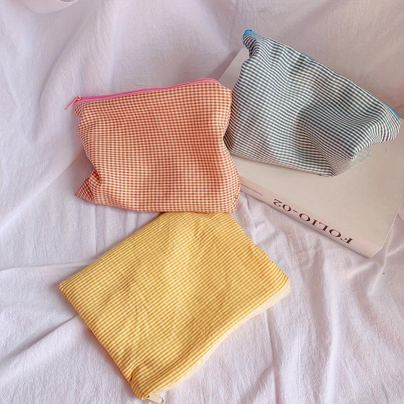 Plaid Makeup Bag Zipper Pouch Travel Portable Storage Bag Women Gift