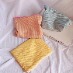 Plaid Makeup Bag Zipper Pouch Travel Portable Storage Bag Women Gift