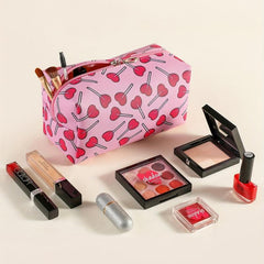 Pink Print Makeup Bag for Young Girls Woman