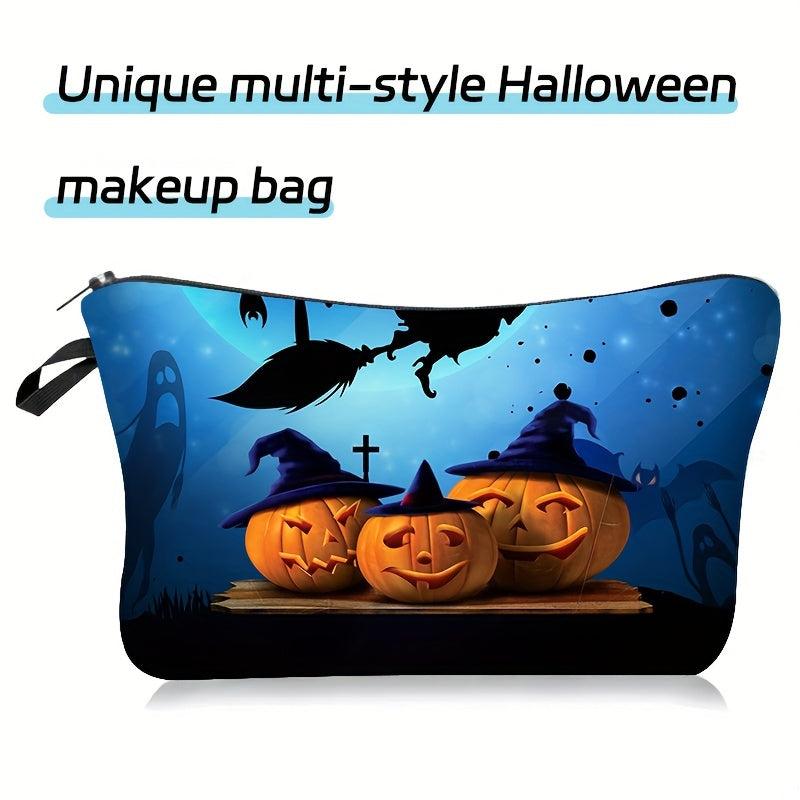 Halloween Makeup Bag Joker Pumpkin Castle Pattern Cosmetic Case Organizer