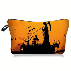 Halloween Makeup Bag Joker Pumpkin Castle Pattern Cosmetic Case Organizer