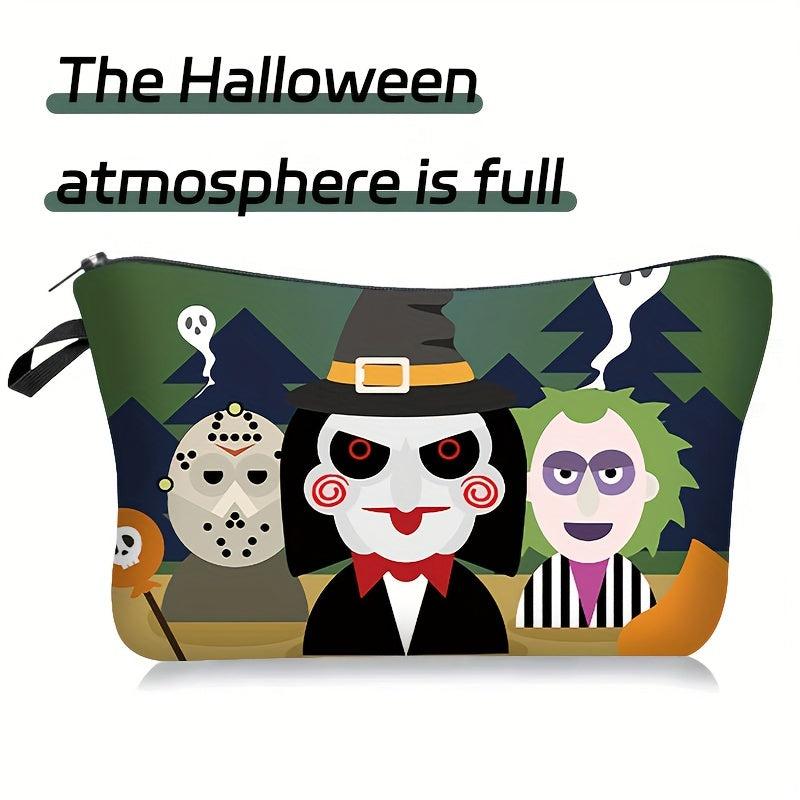 Halloween Makeup Bag Joker Pumpkin Castle Pattern Cosmetic Case Organizer