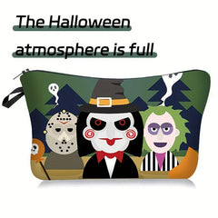 Halloween Makeup Bag Joker Pumpkin Castle Pattern Cosmetic Case Organizer