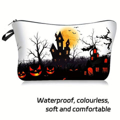 Halloween Makeup Bag Joker Pumpkin Castle Pattern Cosmetic Case Organizer