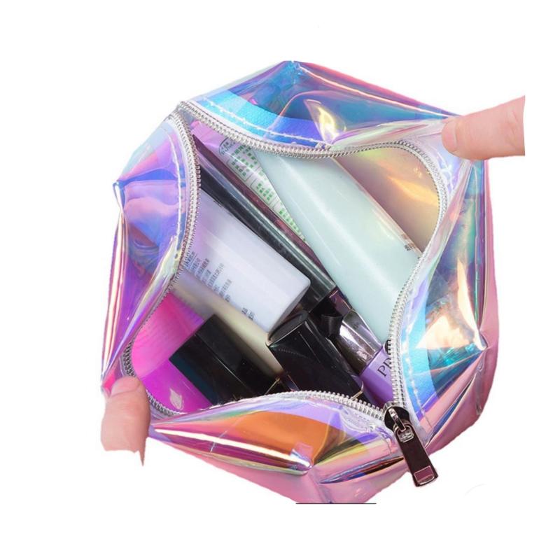 Iridescent Holographic Cosmetic Bag Large Capacity Toiletries Storage